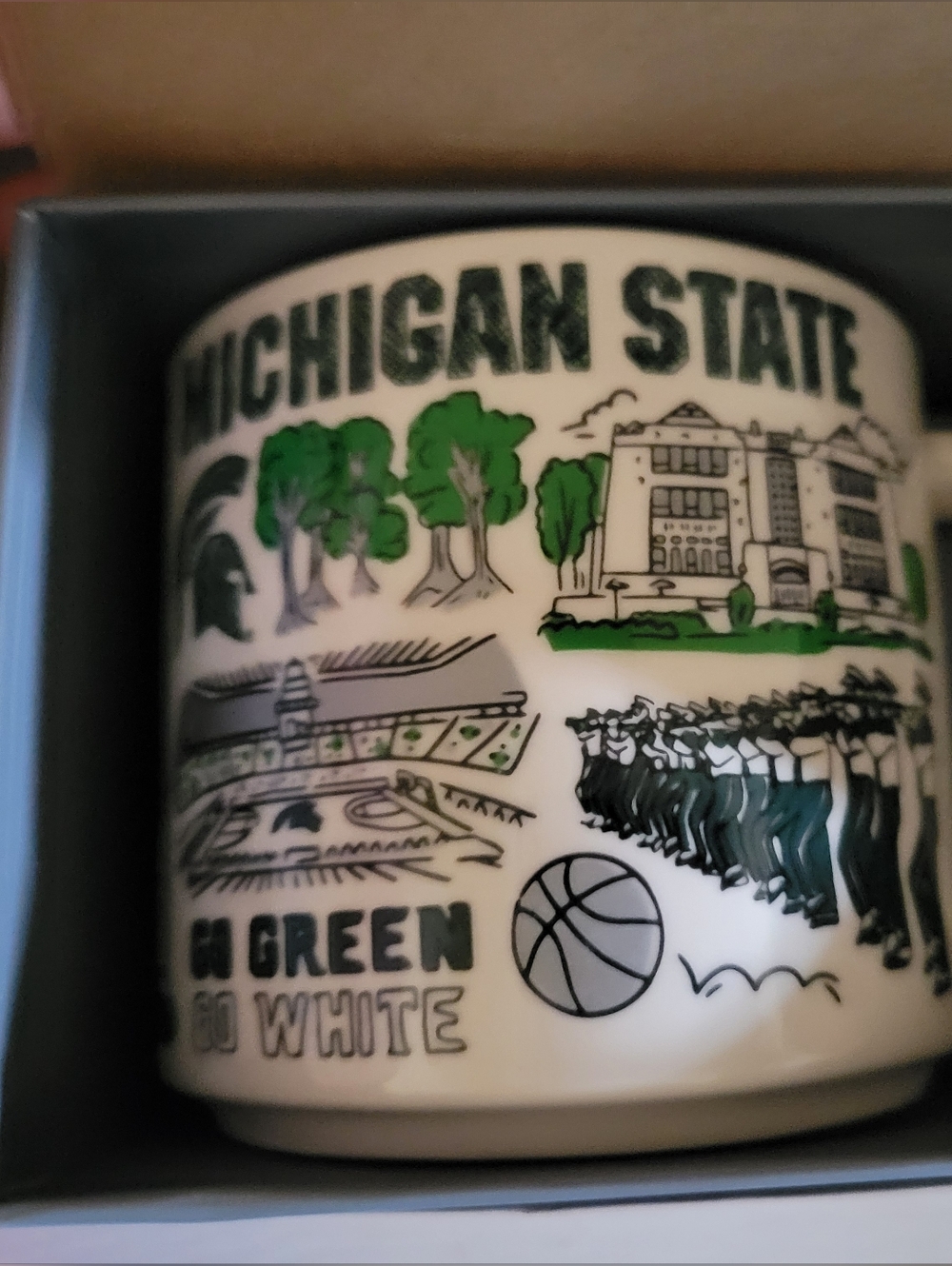Starbucks Michigan State Ceramic Stadium Mug - Green & White